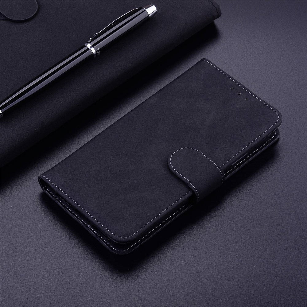 For Samsung Galaxy M13 4G Shockproof Wallet Mobile Phone Case PU Leather Magnetic Drop Protection Stand Phone Cover - Black