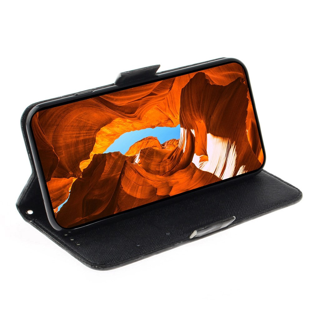 For Samsung Galaxy M13 4G PU Leather Phone Foldable Stand Wallet Case 3D Pattern Printing Protective Cover with Strap - Embracing Cat