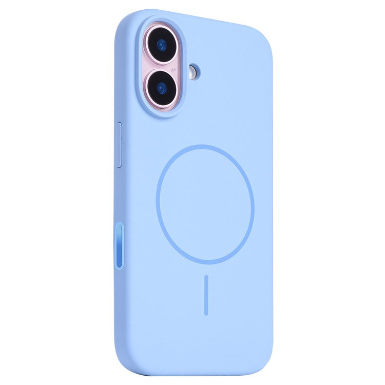 For iPhone 16 Case Compatible with MagSafe Liquid Silicone Phone Back Cover with Camera Button - Baby Blue