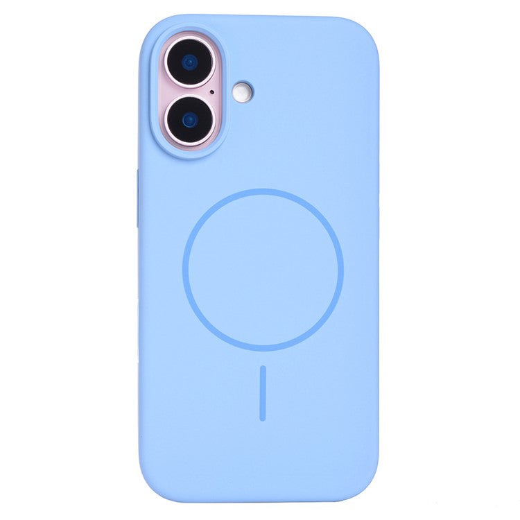 For iPhone 16 Case Compatible with MagSafe Liquid Silicone Phone Back Cover with Camera Button - Baby Blue