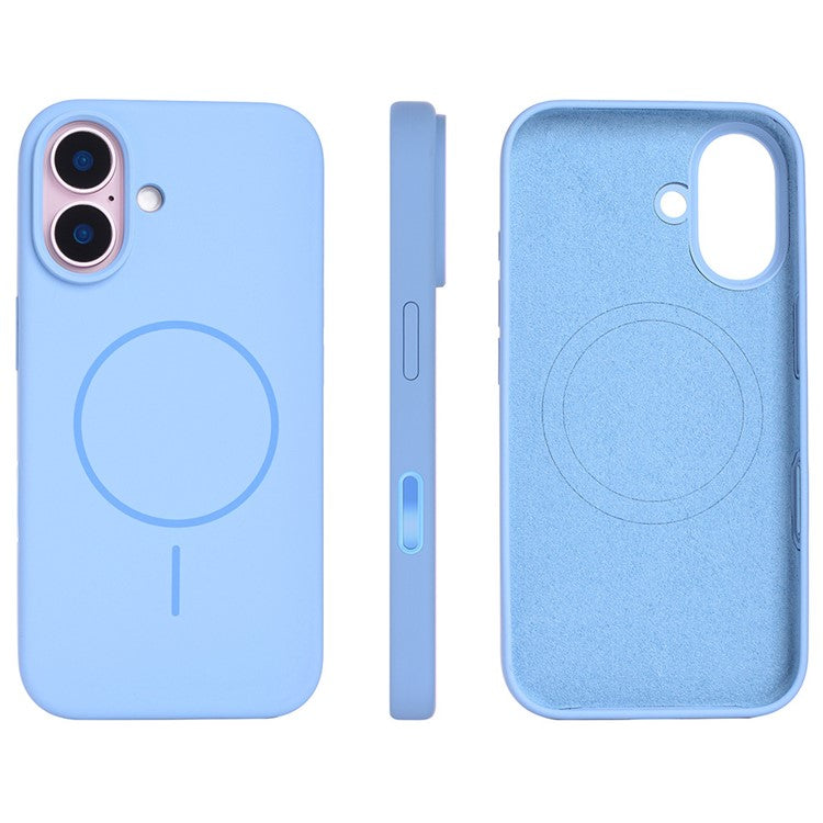 For iPhone 16 Case Compatible with MagSafe Liquid Silicone Phone Back Cover with Camera Button - Baby Blue