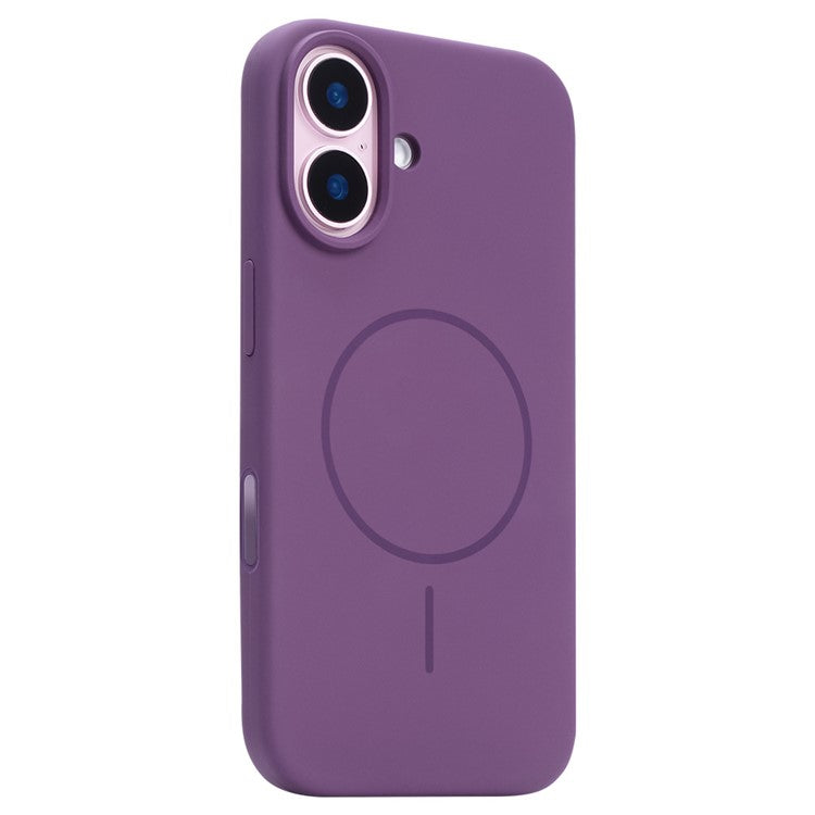 For iPhone 16 Case Compatible with MagSafe Liquid Silicone Phone Back Cover with Camera Button - Dark Purple
