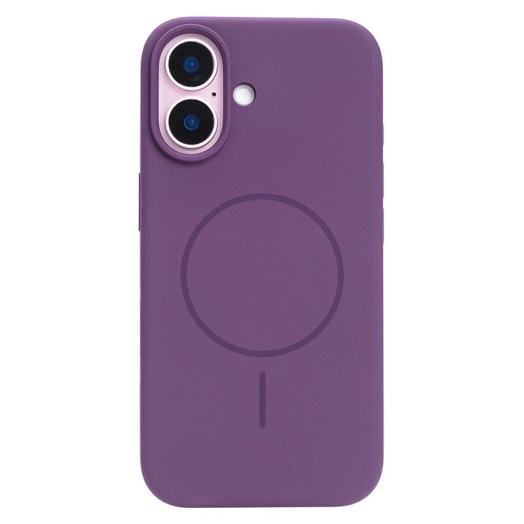 For iPhone 16 Case Compatible with MagSafe Liquid Silicone Phone Back Cover with Camera Button - Dark Purple