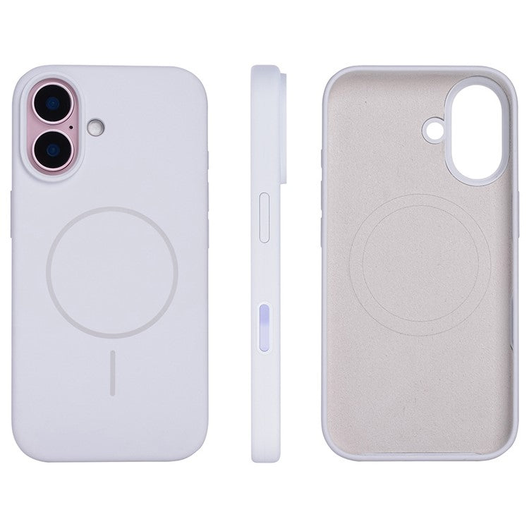 For iPhone 16 Case Compatible with MagSafe Liquid Silicone Phone Back Cover with Camera Button - White