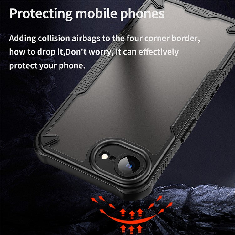 For iPhone SE (2025) Case Hybrid Frosted Phone Back Cover - Black