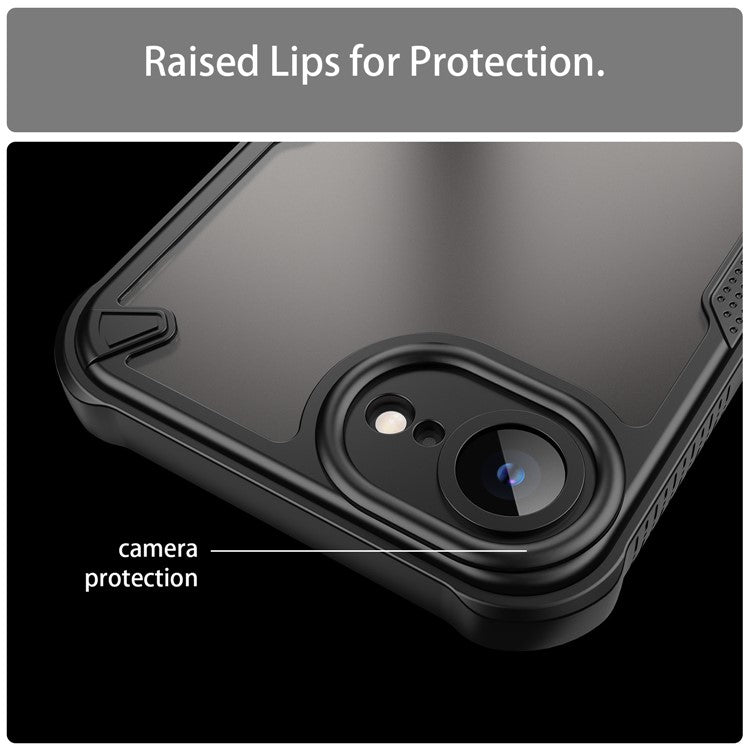 For iPhone SE (2025) Case Hybrid Frosted Phone Back Cover - Black