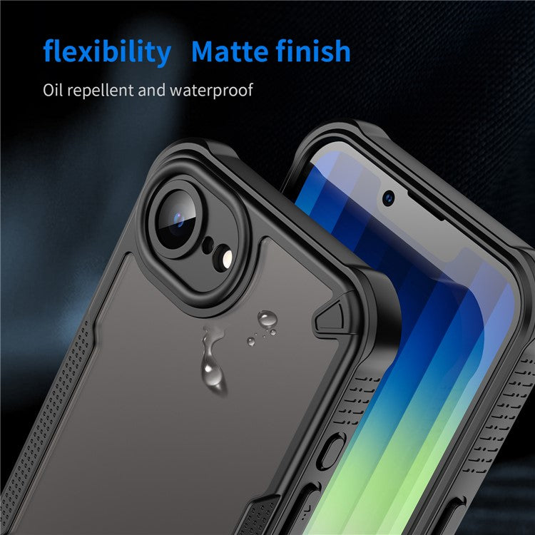 For iPhone 16e Case Hybrid Frosted Phone Back Cover - Black