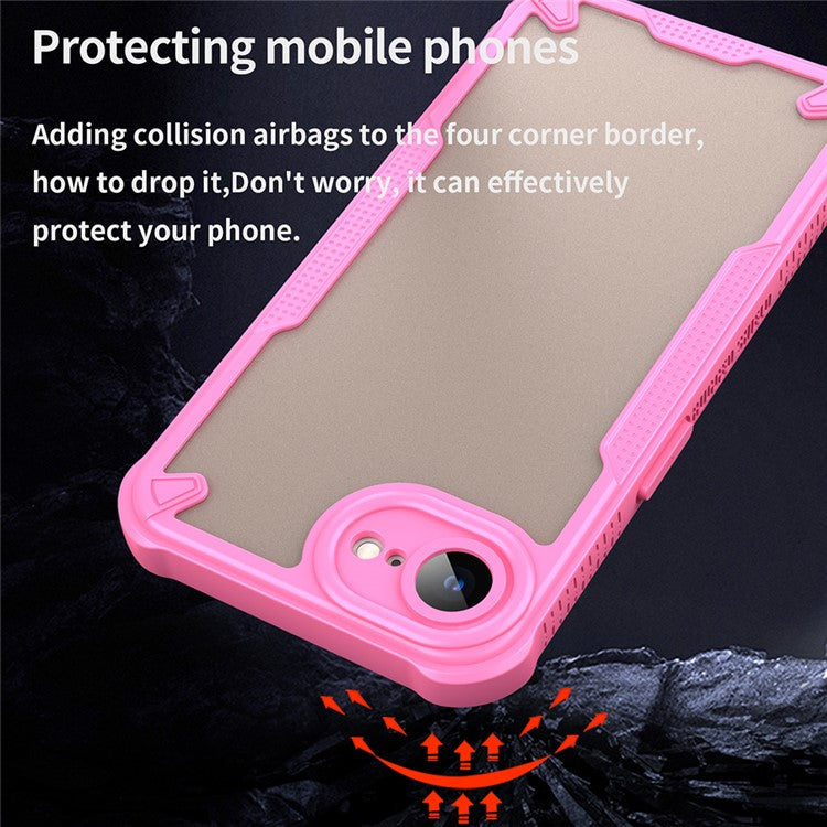 For iPhone 16e Case Hybrid Frosted Phone Back Cover - Pink