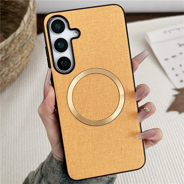 For Samsung Galaxy A36 5G Case Drop-Proof TPU + Cloth Back Phone Cover Compatible with MagSafe - Orange