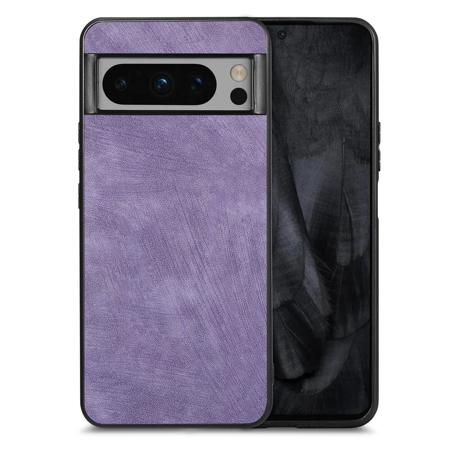 For Google Pixel 8 Pro Case Shockproof Slim Retro Leather Phone Back Cover - Purple