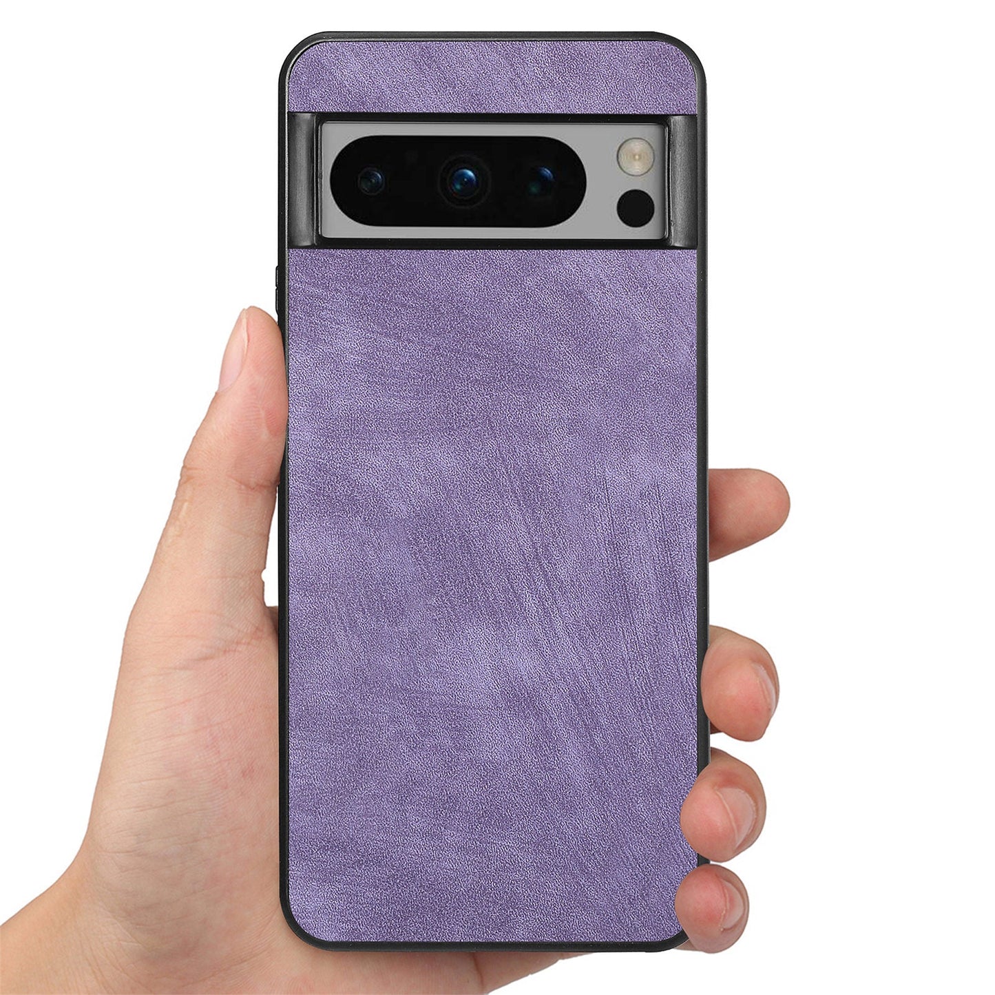 For Google Pixel 8 Pro Case Shockproof Slim Retro Leather Phone Back Cover - Purple