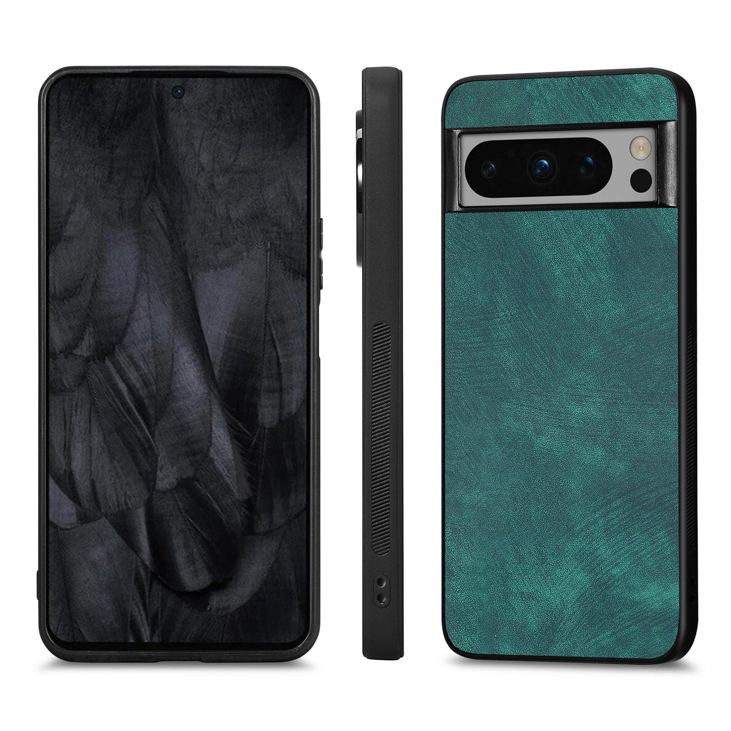 For Google Pixel 8 Pro Case Shockproof Slim Retro Leather Phone Back Cover - Green
