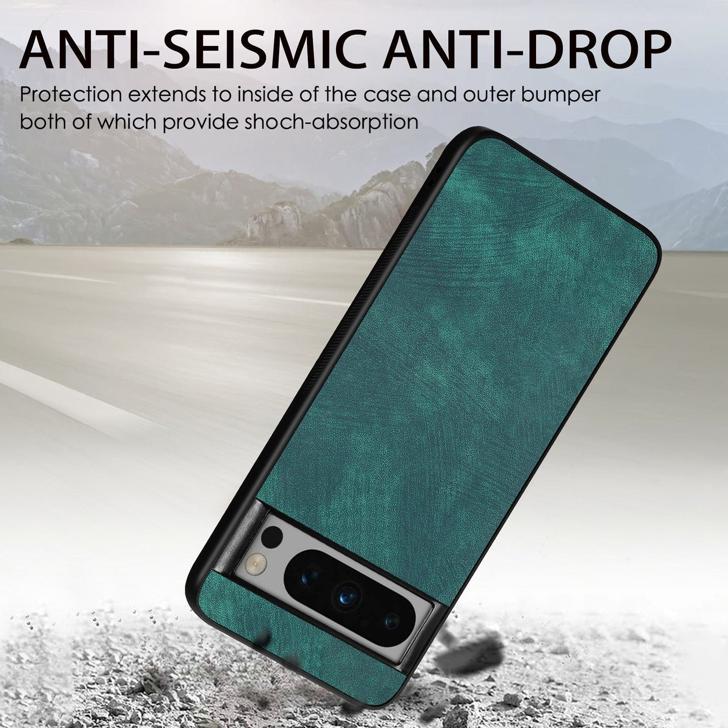 For Google Pixel 8 Pro Case Shockproof Slim Retro Leather Phone Back Cover - Green