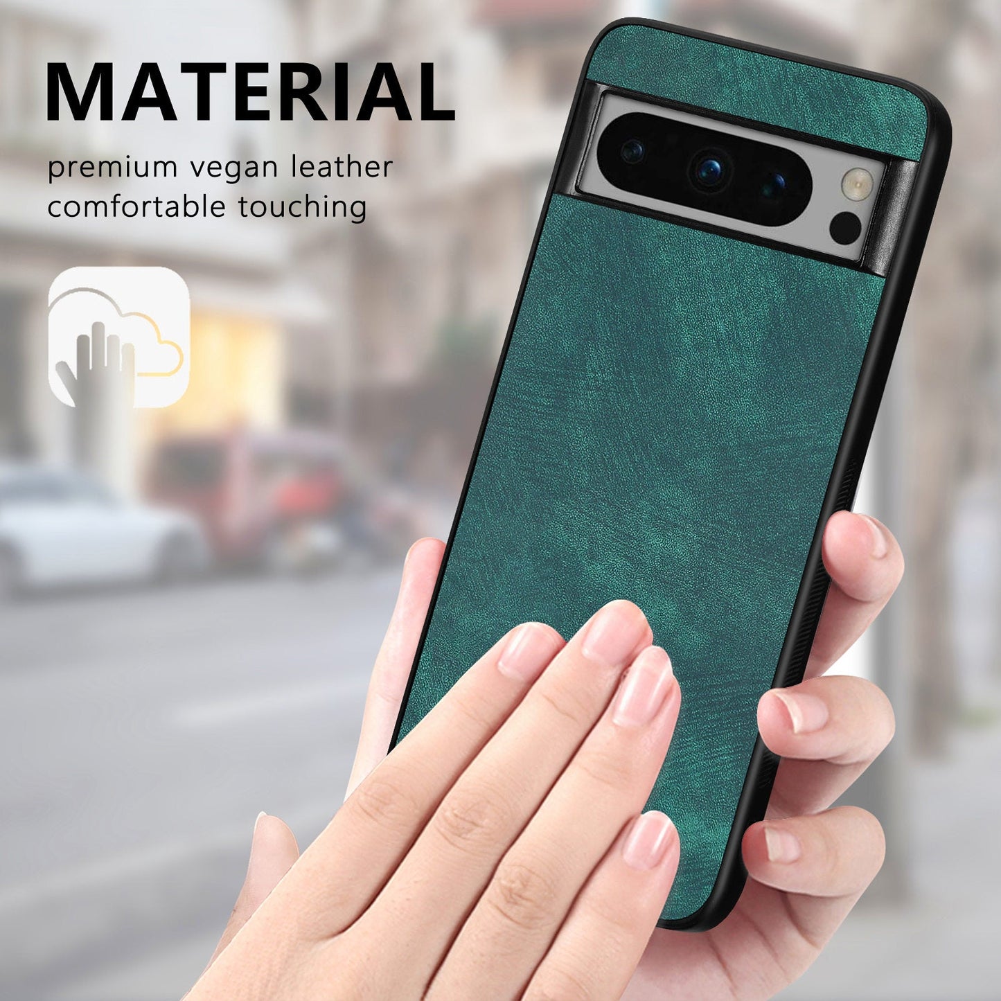 For Google Pixel 8 Pro Case Shockproof Slim Retro Leather Phone Back Cover - Green