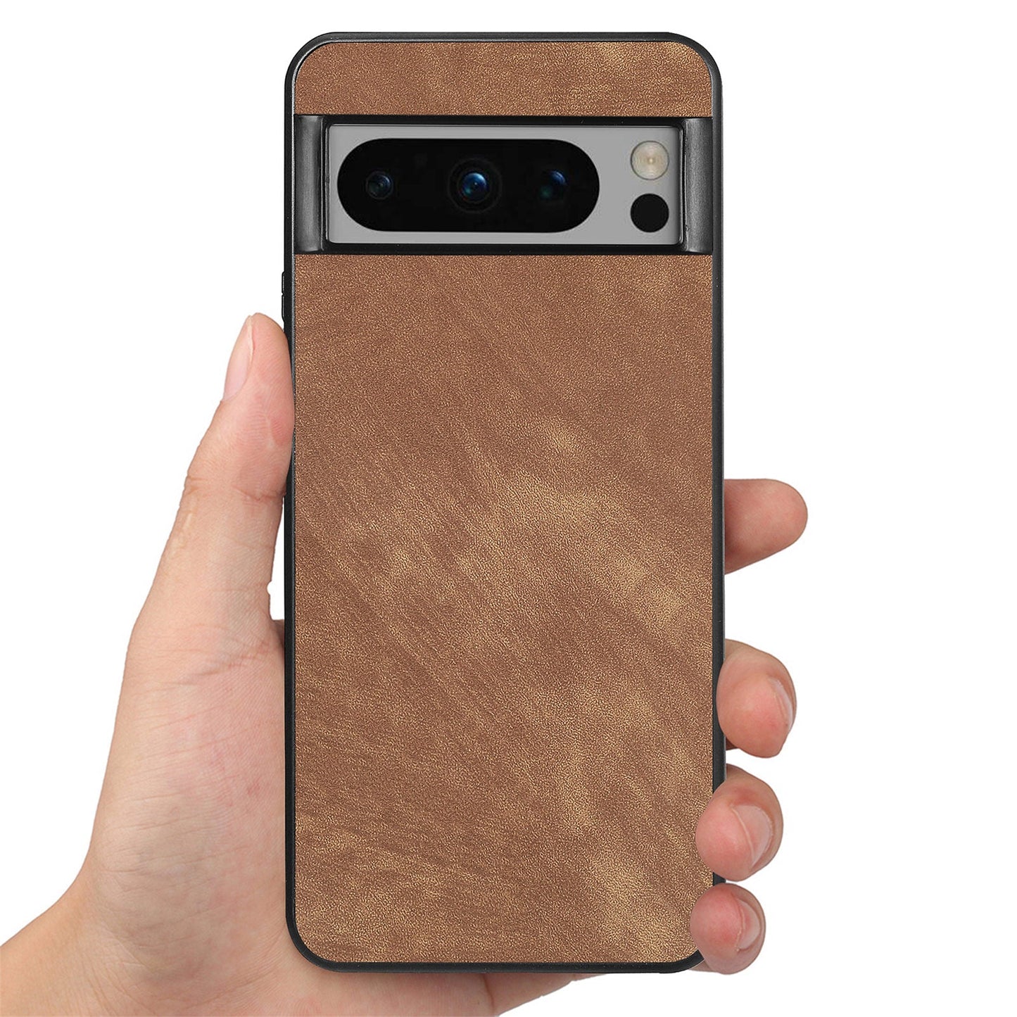 For Google Pixel 8 Pro Case Shockproof Slim Retro Leather Phone Back Cover - Brown