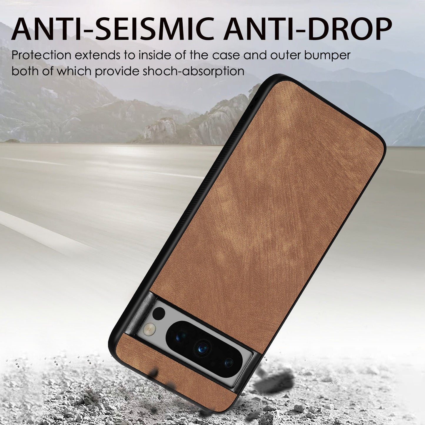 For Google Pixel 8 Pro Case Shockproof Slim Retro Leather Phone Back Cover - Brown