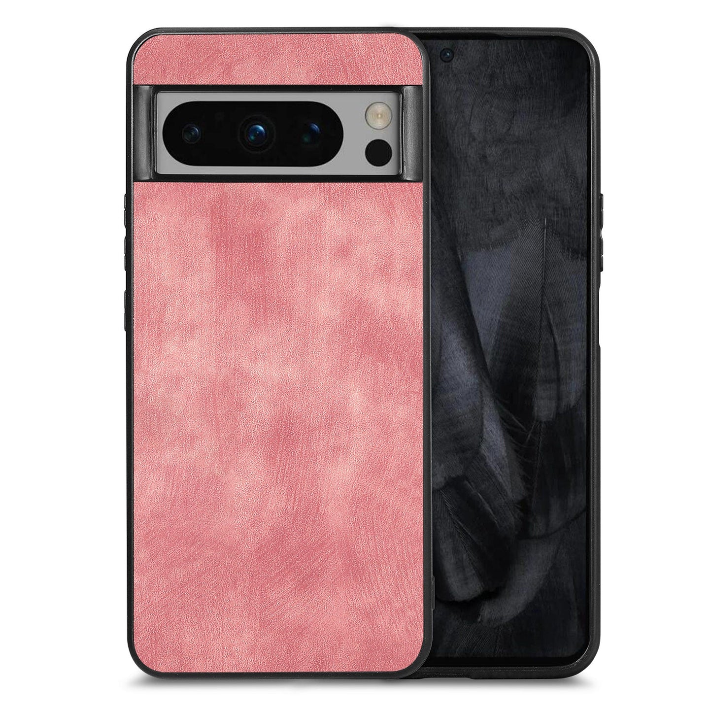 For Google Pixel 8 Pro Case Shockproof Slim Retro Leather Phone Back Cover - Pink
