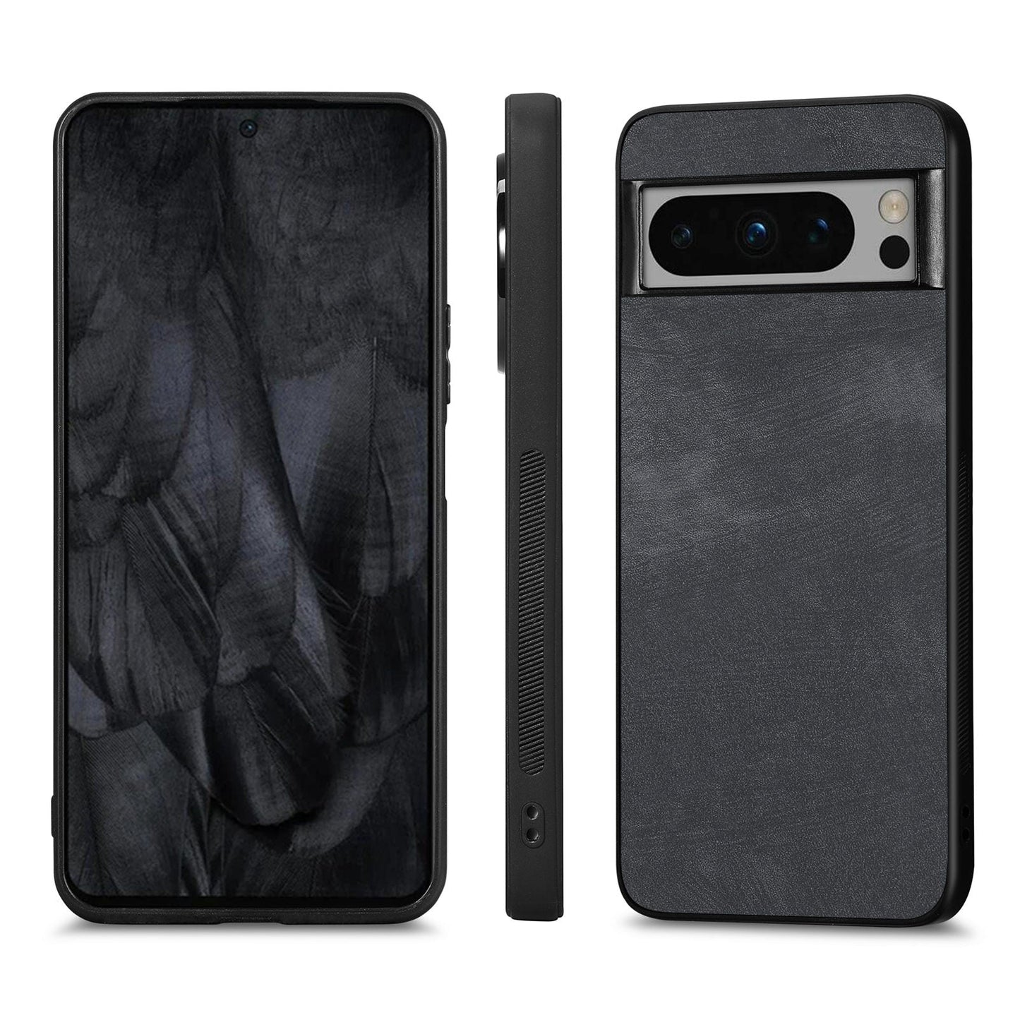 For Google Pixel 8 Pro Case Shockproof Slim Retro Leather Phone Back Cover - Black