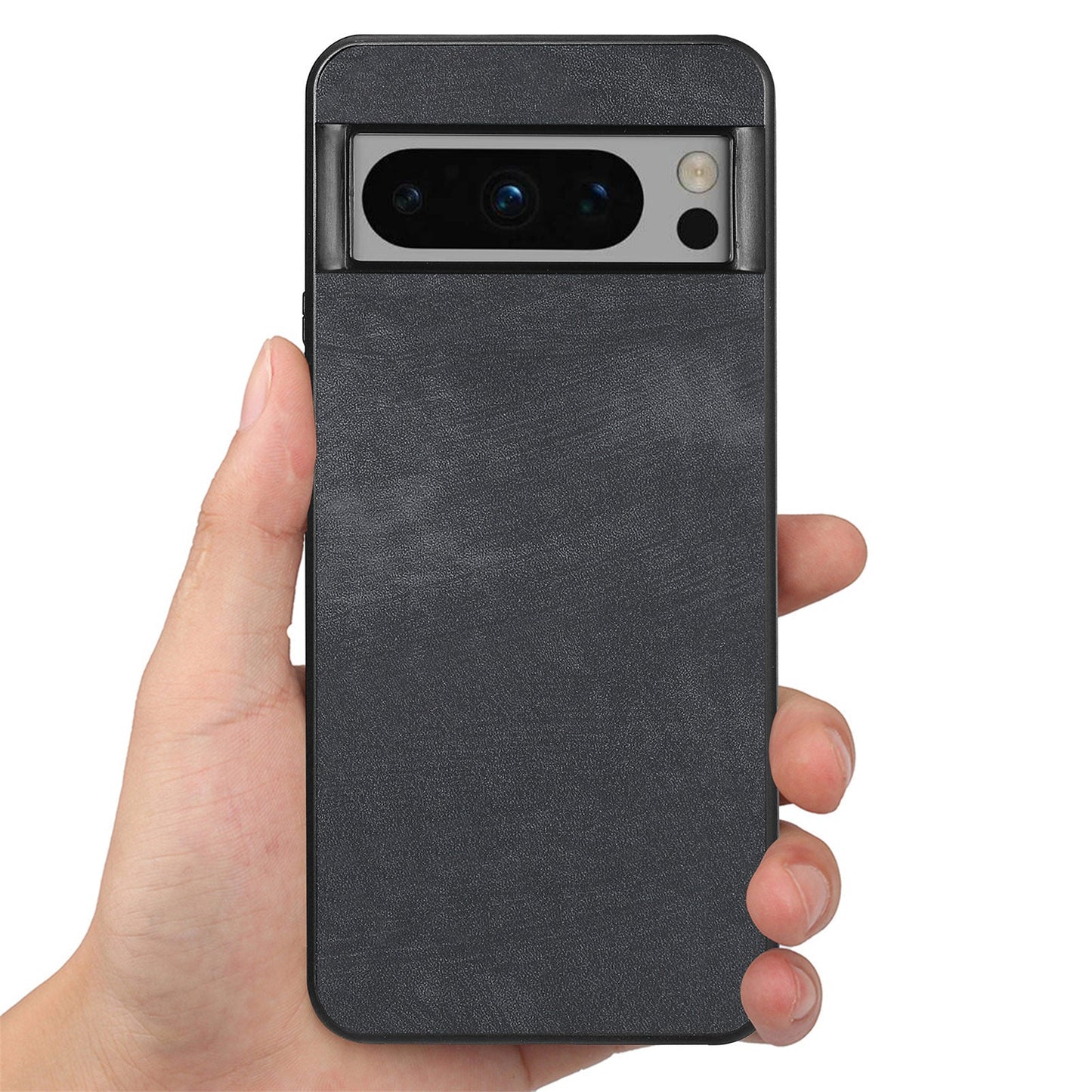 For Google Pixel 8 Pro Case Shockproof Slim Retro Leather Phone Back Cover - Black