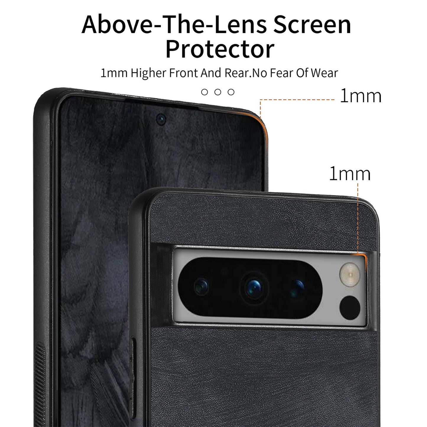 For Google Pixel 8 Pro Case Shockproof Slim Retro Leather Phone Back Cover - Black