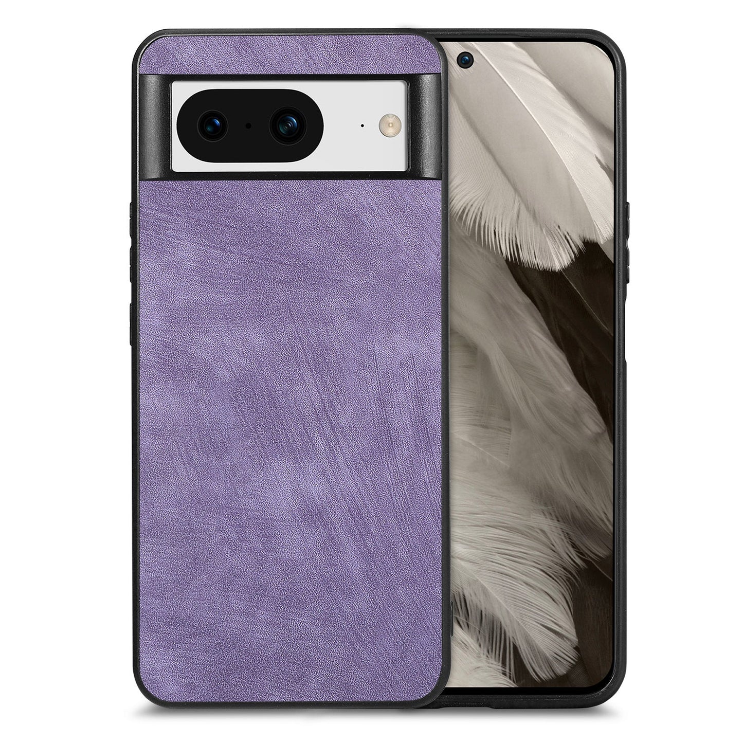 For Google Pixel 8 Case Shockproof Slim Retro Leather Phone Back Cover - Purple