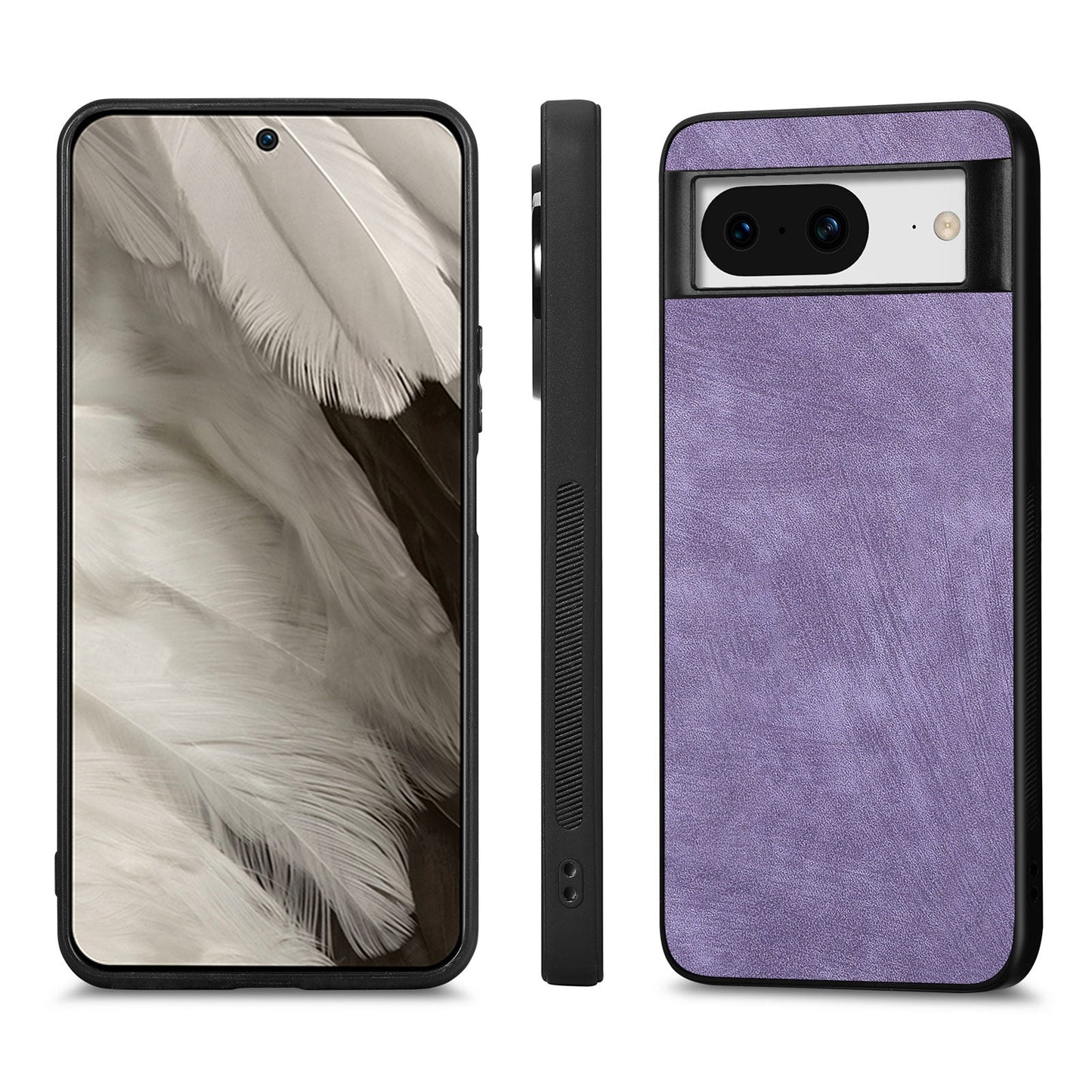 For Google Pixel 8 Case Shockproof Slim Retro Leather Phone Back Cover - Purple