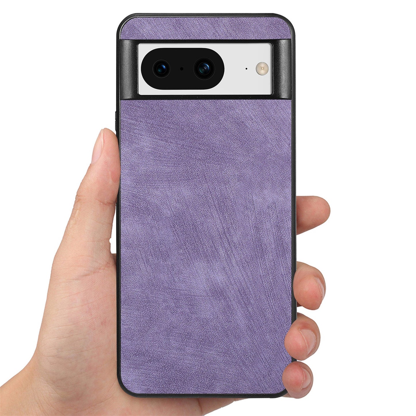 For Google Pixel 8 Case Shockproof Slim Retro Leather Phone Back Cover - Purple
