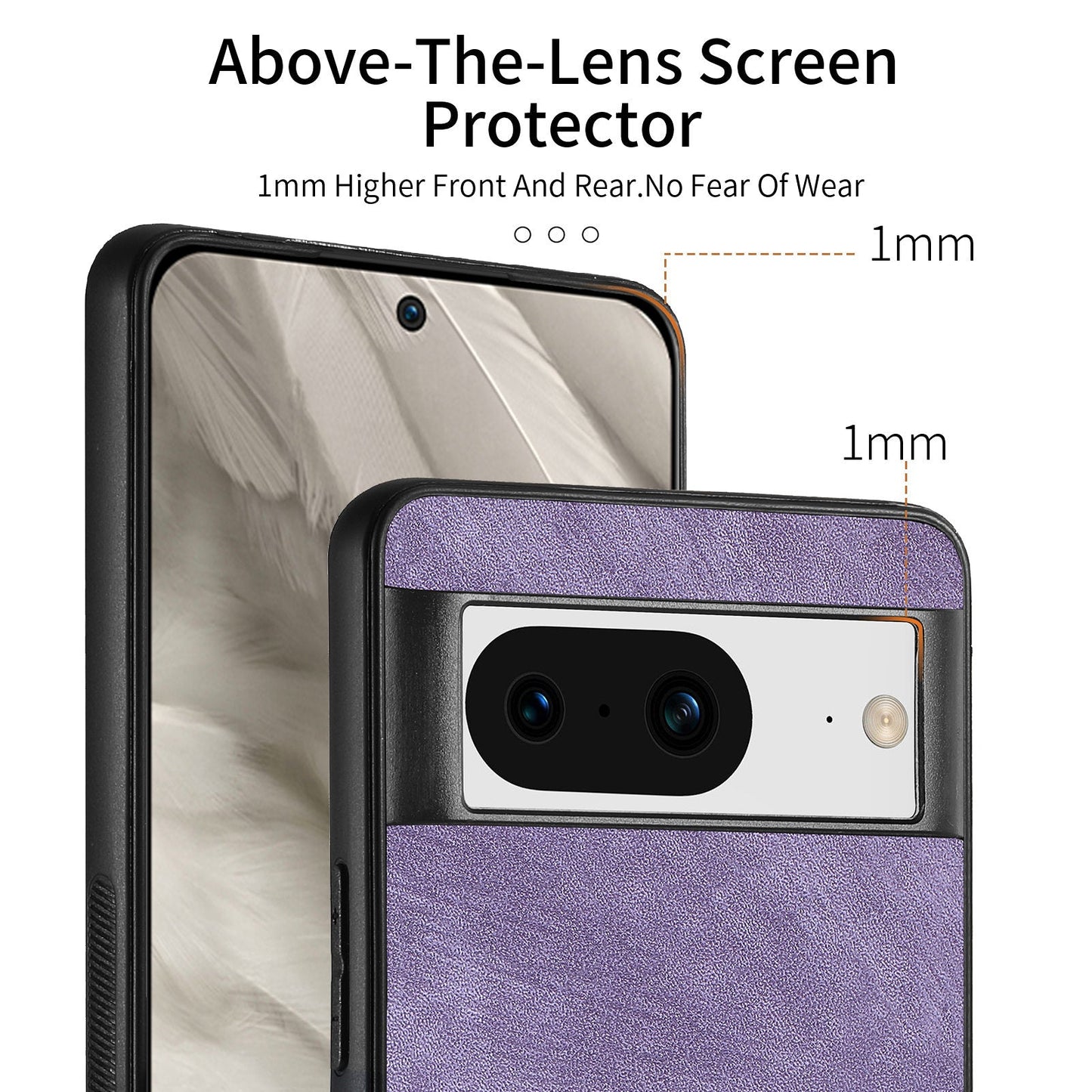 For Google Pixel 8 Case Shockproof Slim Retro Leather Phone Back Cover - Purple