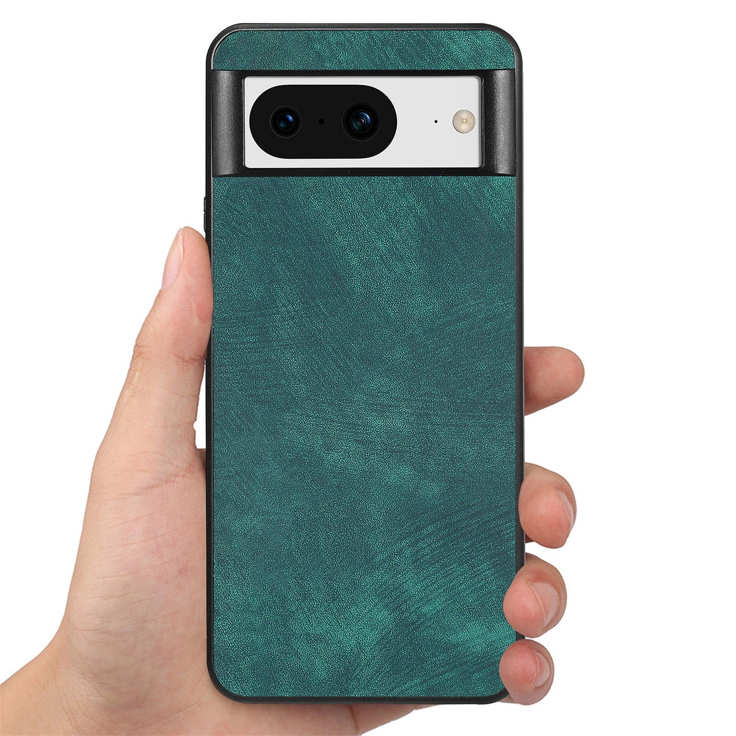 For Google Pixel 8 Case Shockproof Slim Retro Leather Phone Back Cover - Green