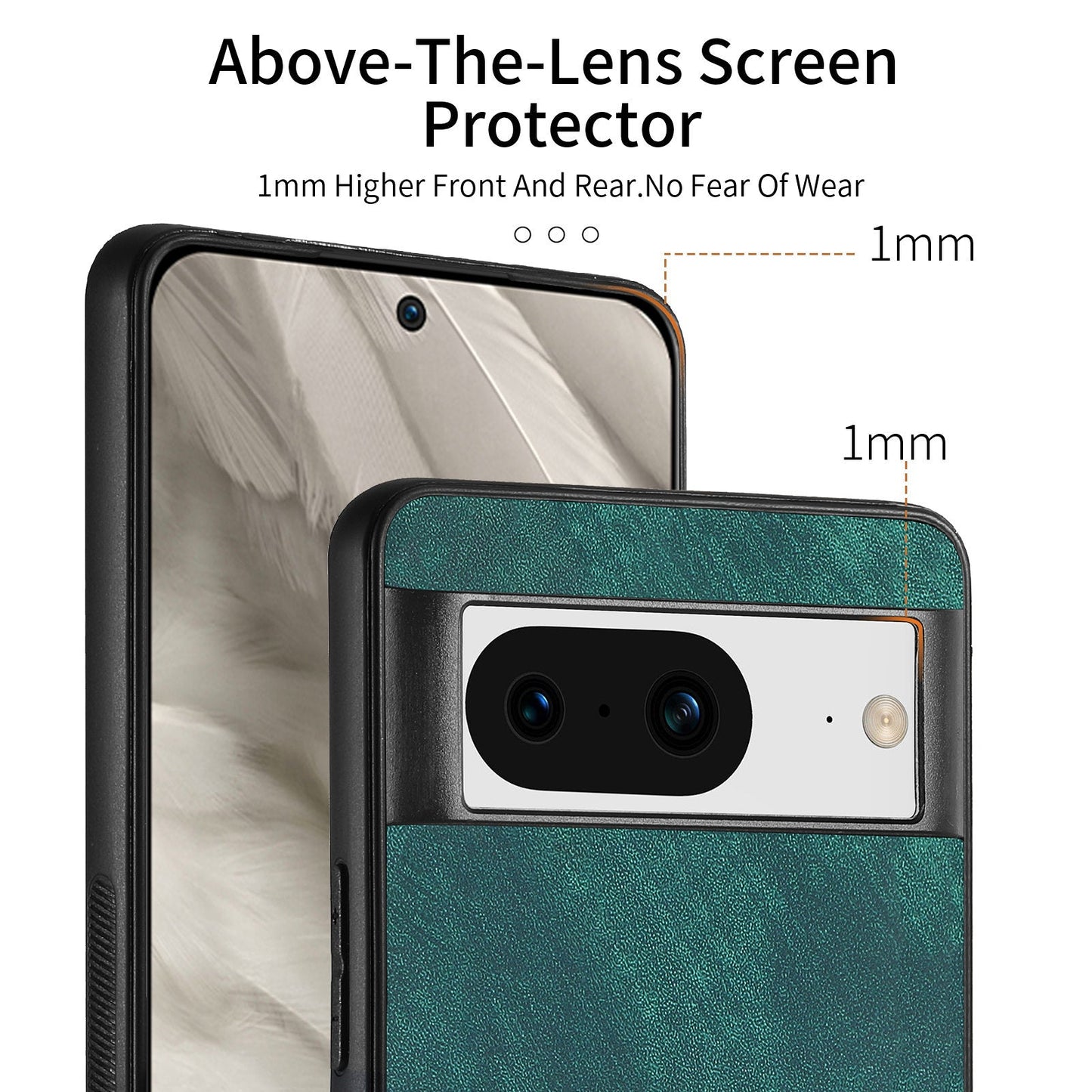 For Google Pixel 8 Case Shockproof Slim Retro Leather Phone Back Cover - Green