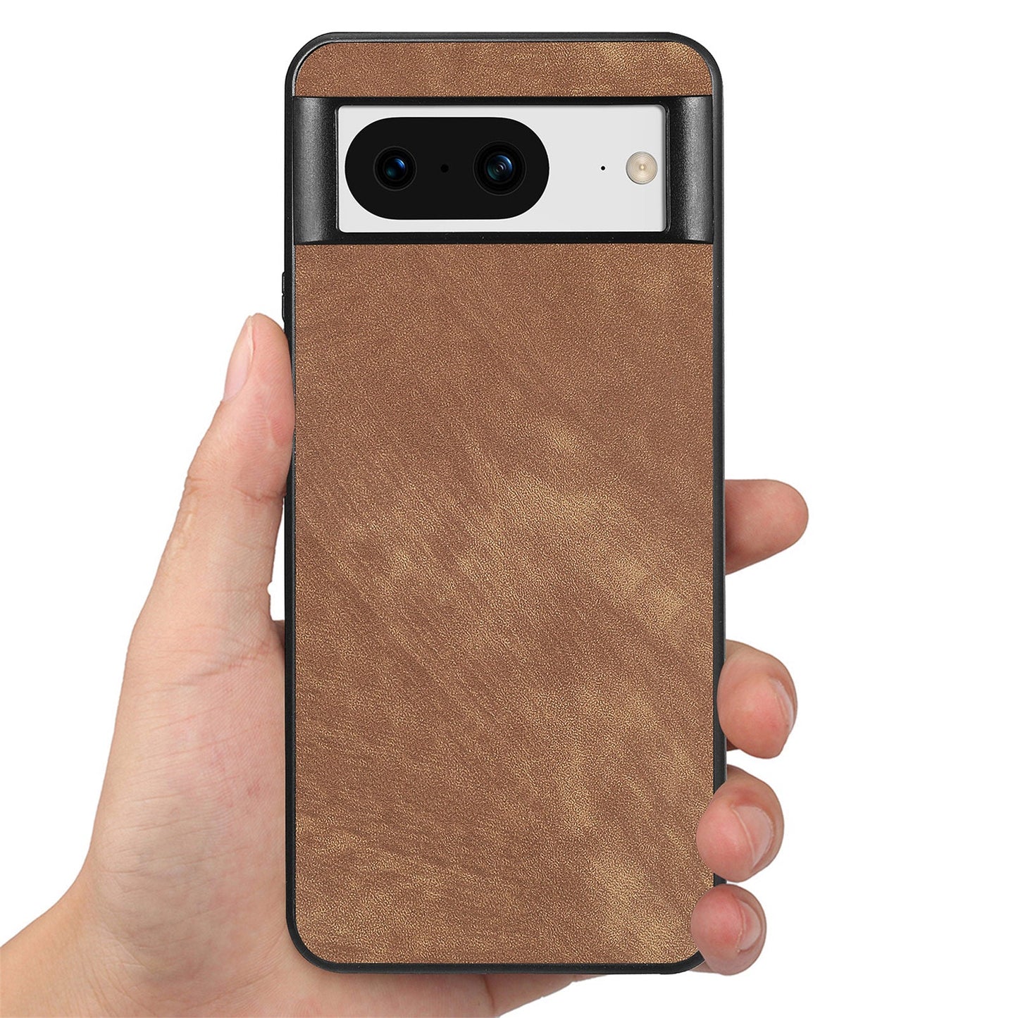 For Google Pixel 8 Case Shockproof Slim Retro Leather Phone Back Cover - Brown