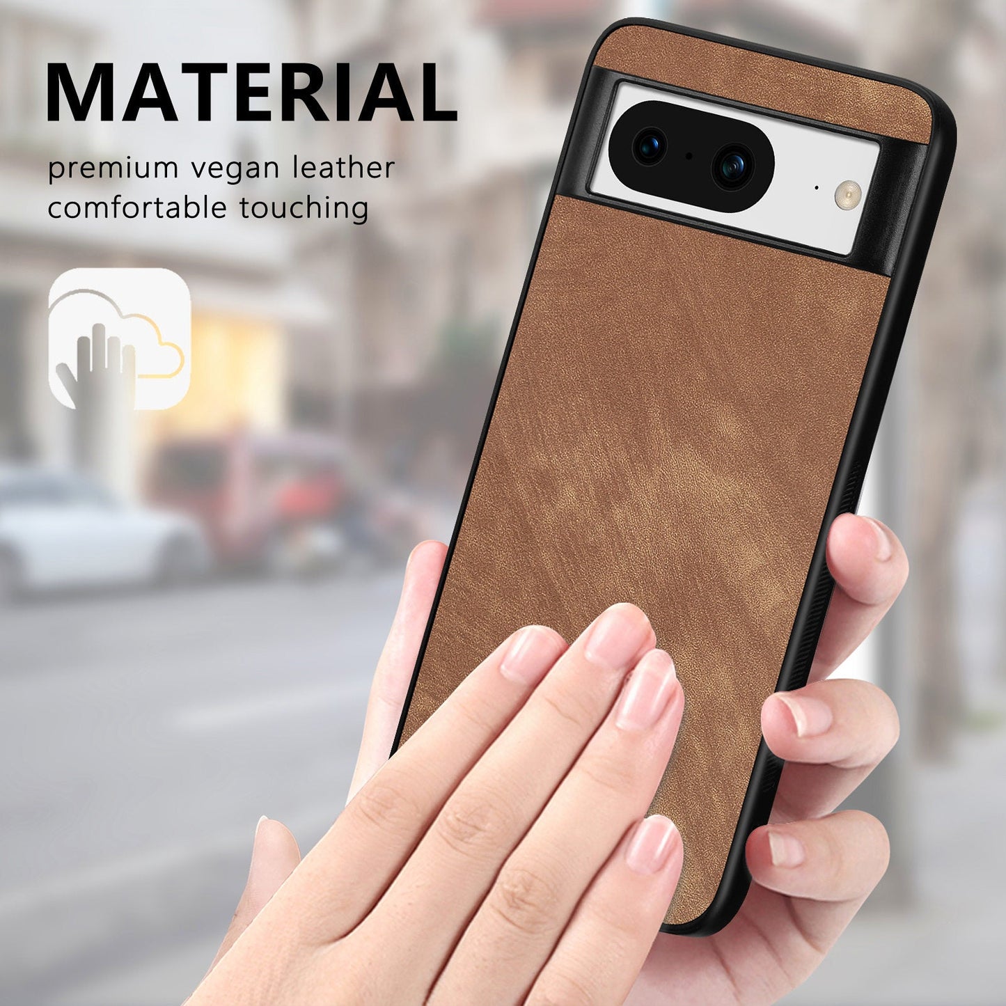 For Google Pixel 8 Case Shockproof Slim Retro Leather Phone Back Cover - Brown