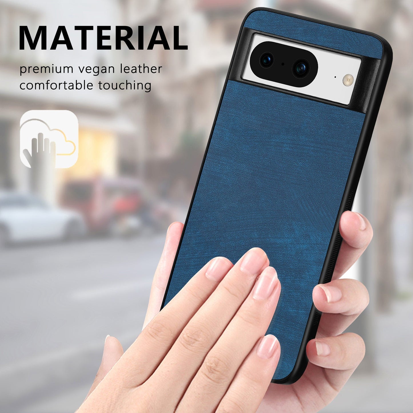 For Google Pixel 8 Case Shockproof Slim Retro Leather Phone Back Cover - Blue
