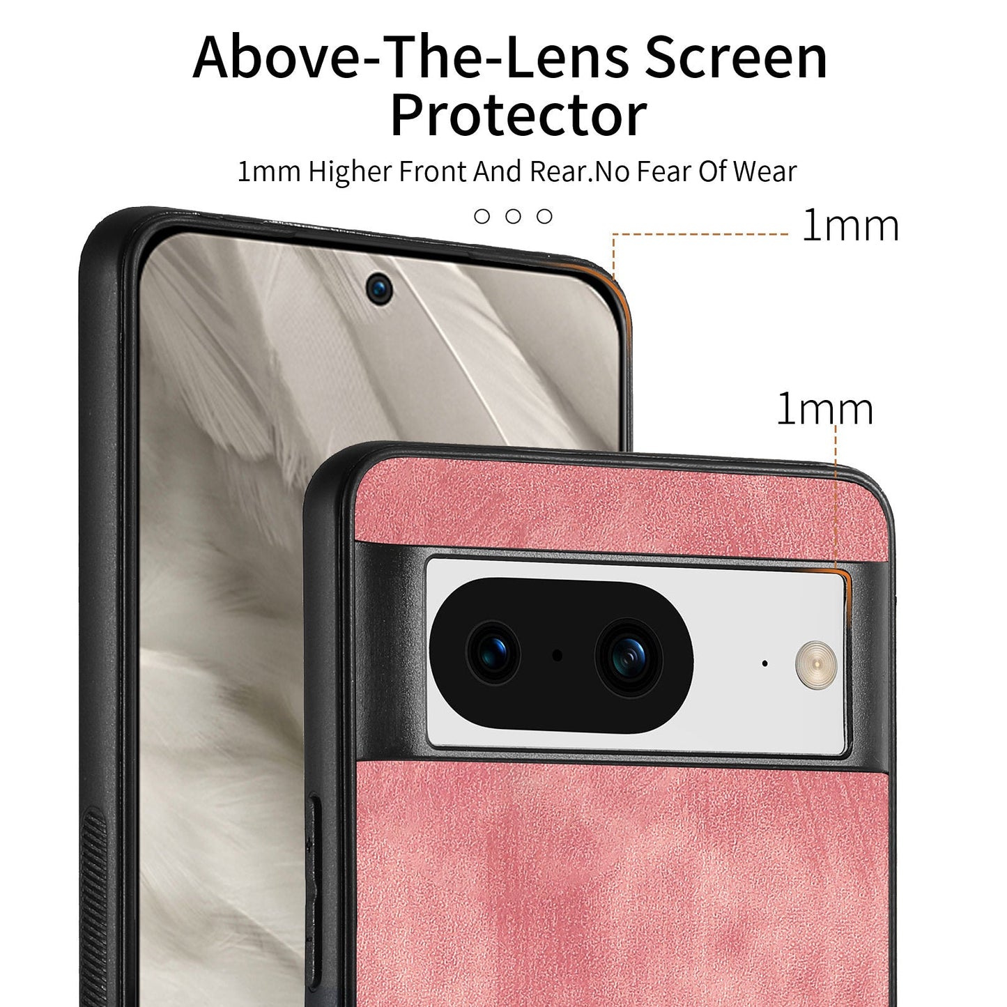 For Google Pixel 8 Case Shockproof Slim Retro Leather Phone Back Cover - Pink