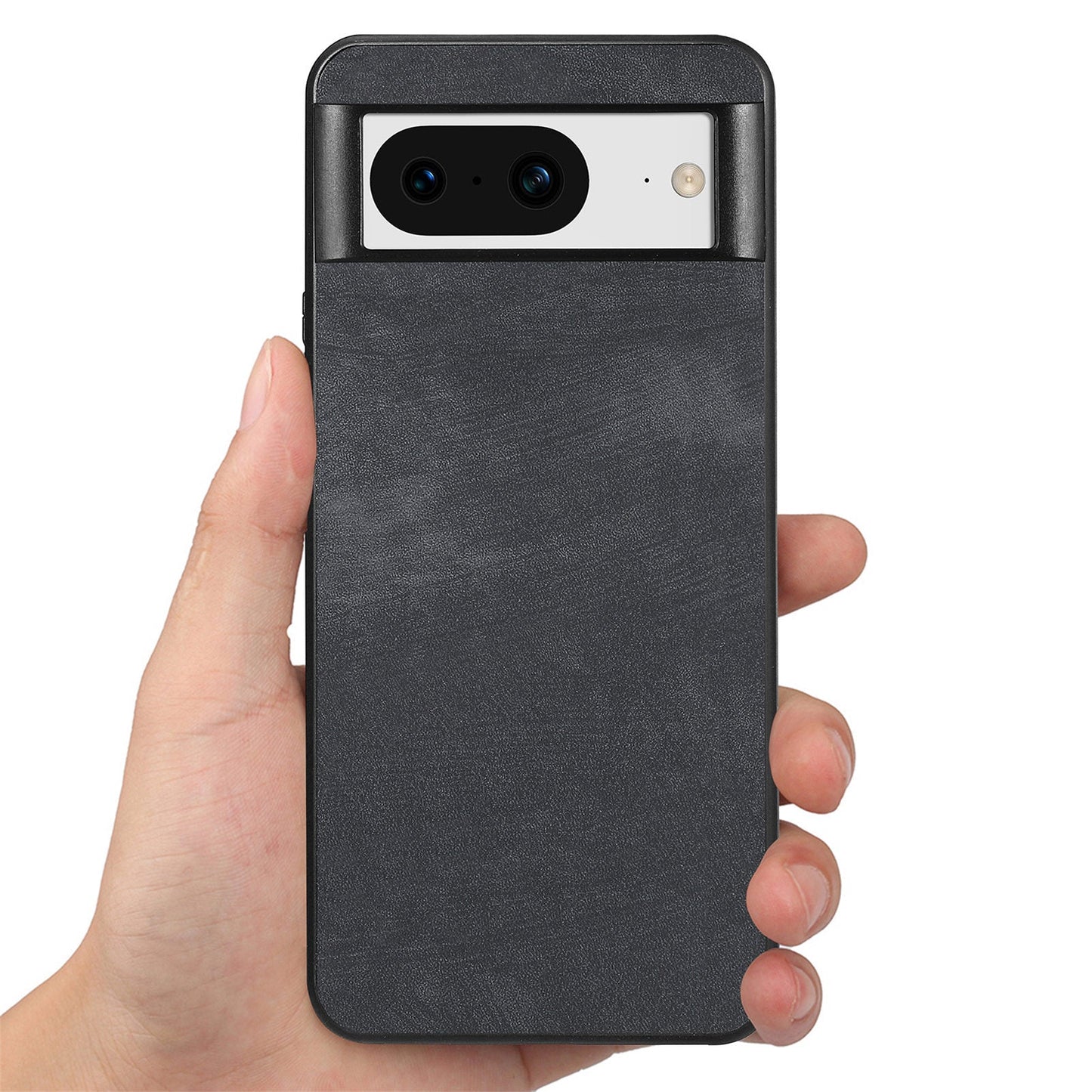 For Google Pixel 8 Case Shockproof Slim Retro Leather Phone Back Cover - Black