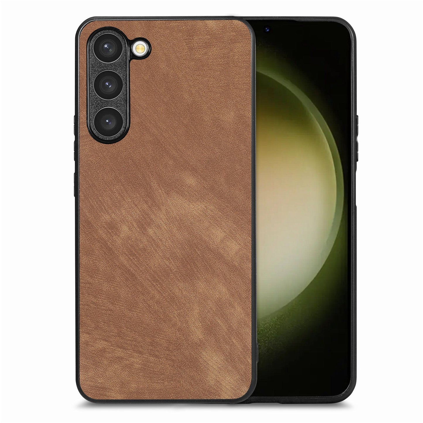 For Samsung Galaxy S23 Case Shockproof Slim Retro Leather Phone Back Cover - Brown