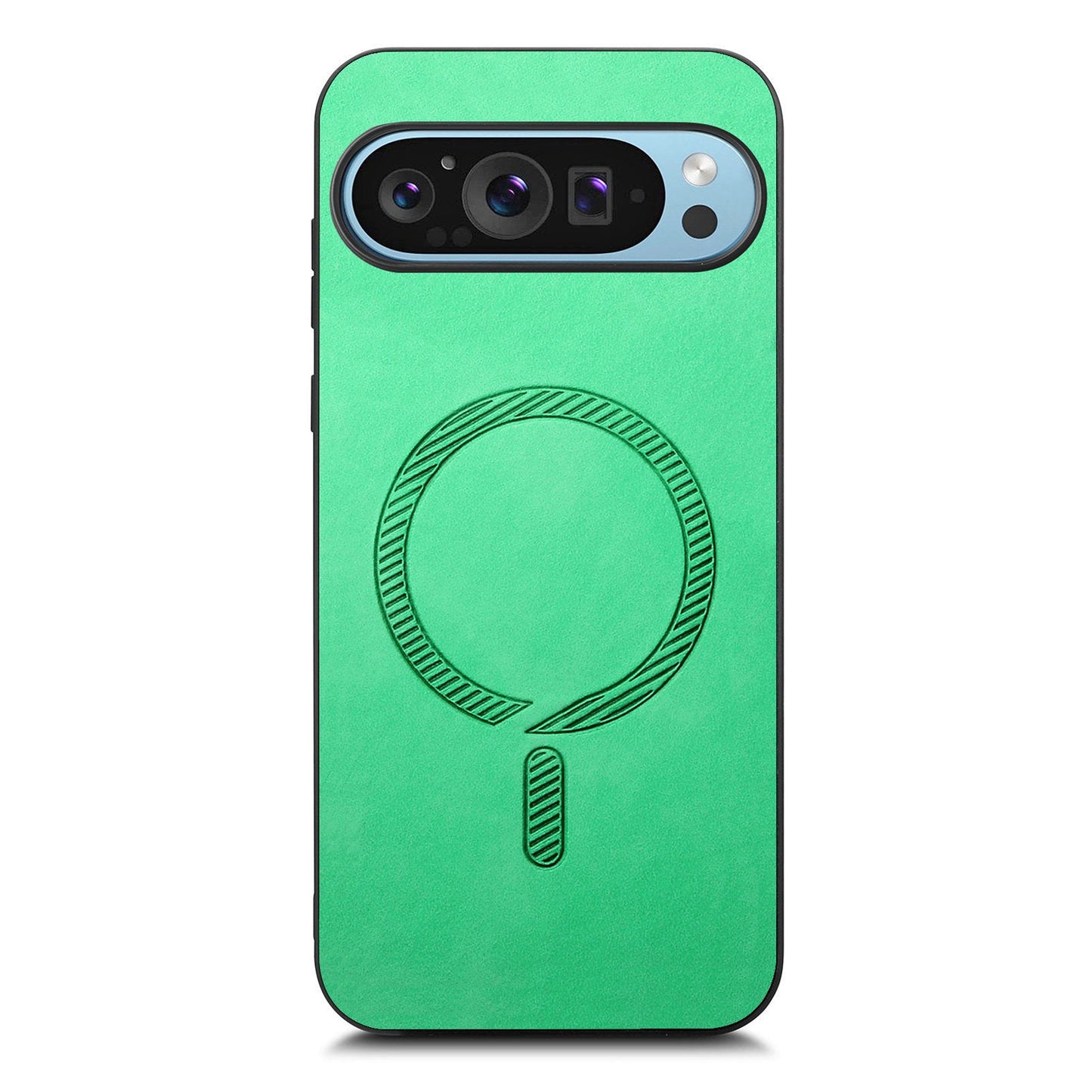 For Google Pixel 9 Pro / Google Pixel 9 Leather Back Case Compatible with MagSafe Skin-touch Phone Cover - Green