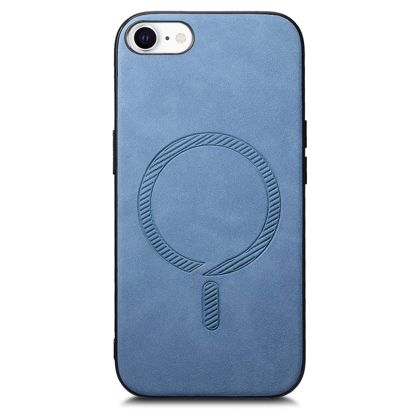 For iPhone SE (2025) Leather Back Case Compatible with MagSafe Skin-Touch Phone Cover - Blue