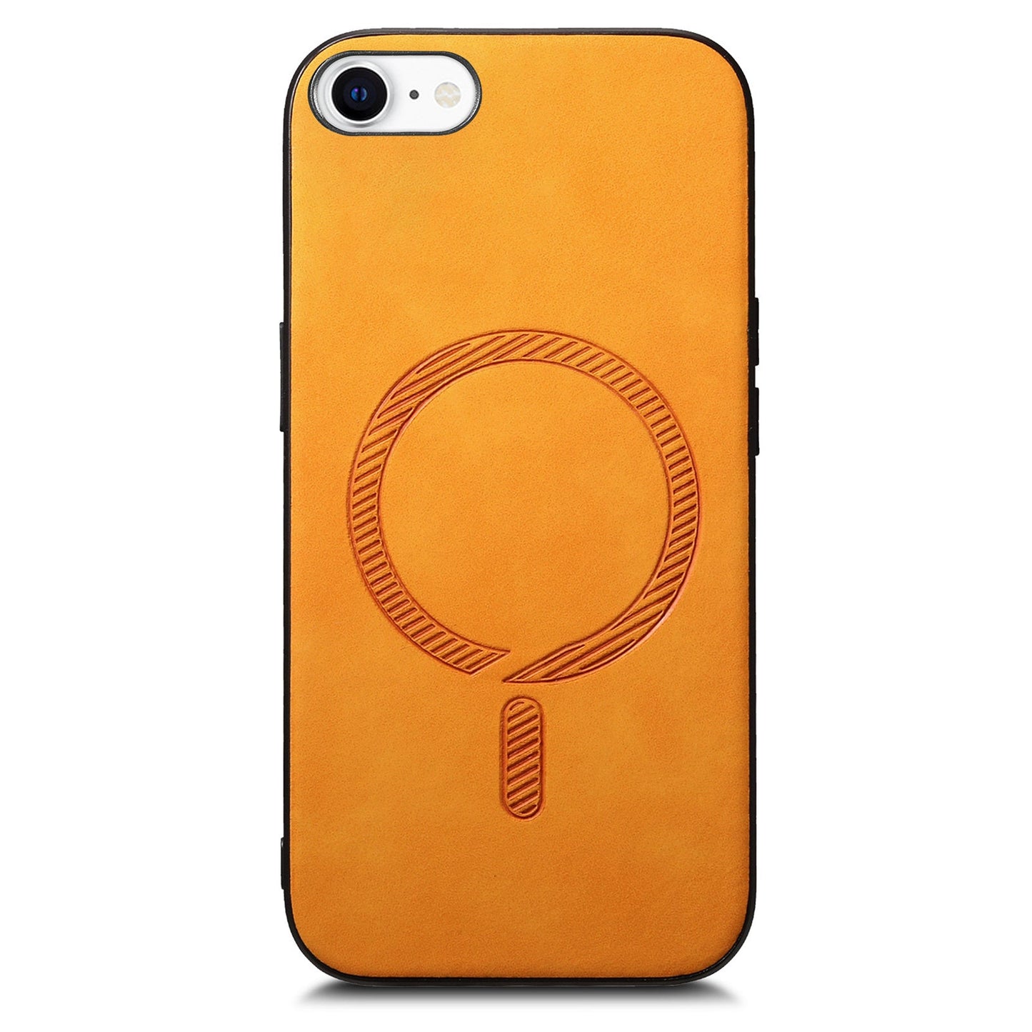 For iPhone SE (2025) Leather Back Case Compatible with MagSafe Skin-Touch Phone Cover - Yellow