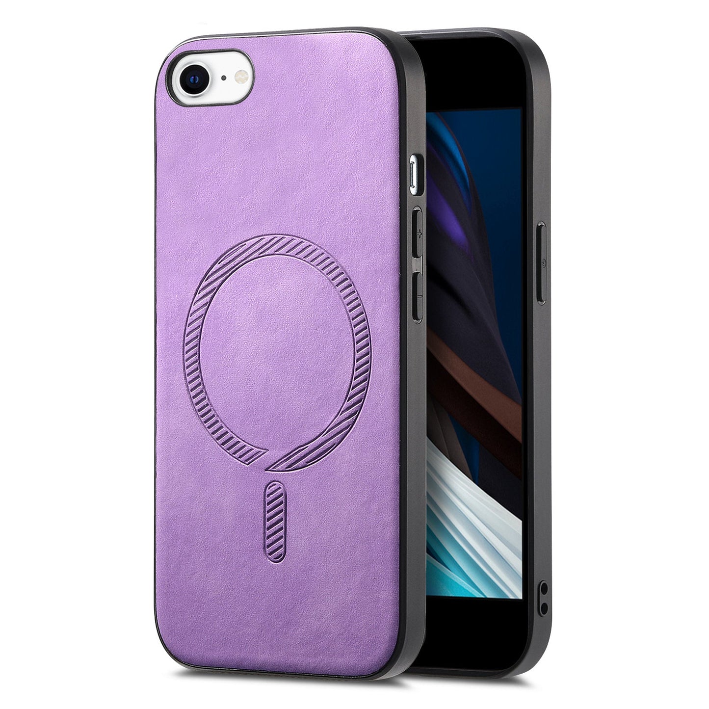 For iPhone SE (2025) Leather Back Case Compatible with MagSafe Skin-Touch Phone Cover - Purple