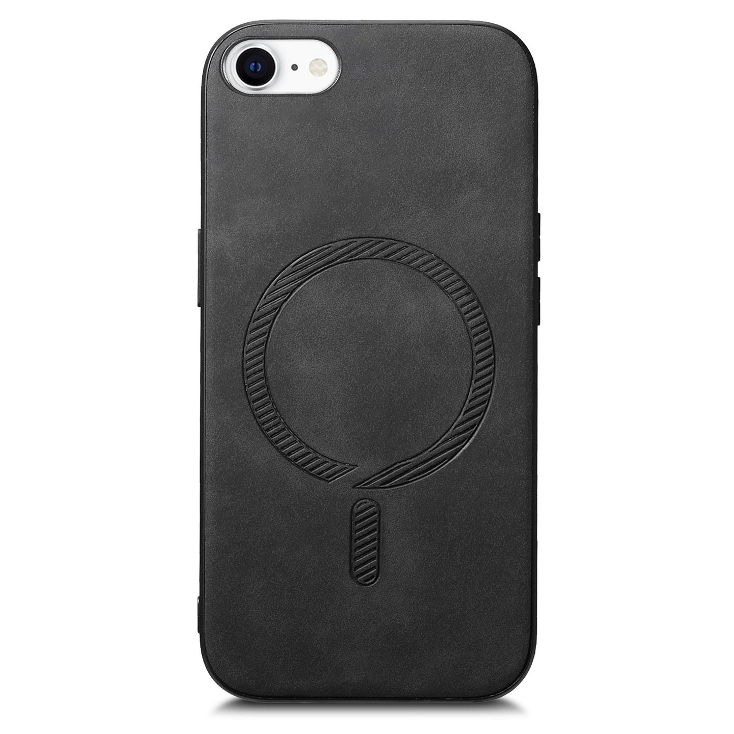 For iPhone SE (2025) Leather Back Case Compatible with MagSafe Skin-Touch Phone Cover - Black