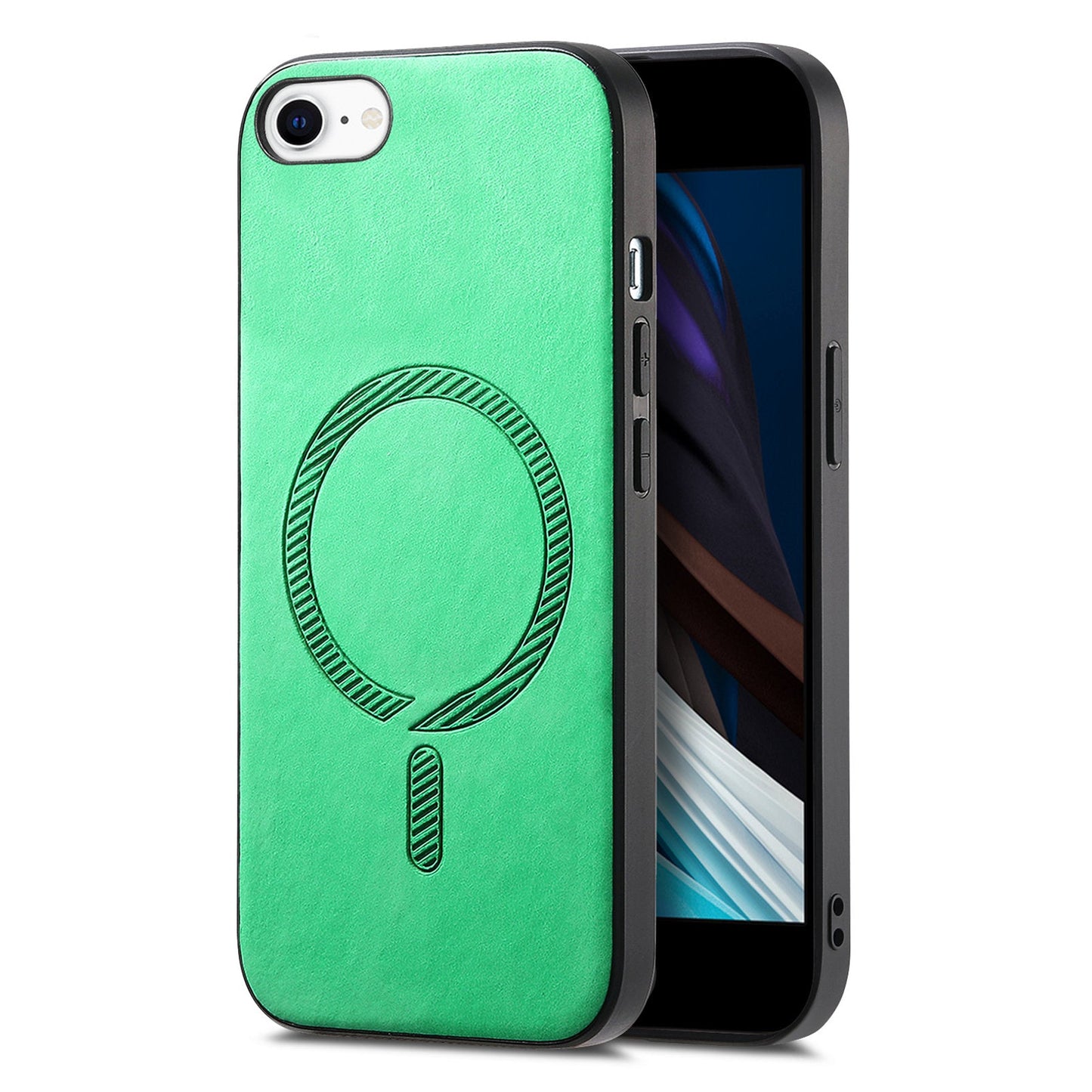 For iPhone SE (2025) Leather Back Case Compatible with MagSafe Skin-Touch Phone Cover - Green