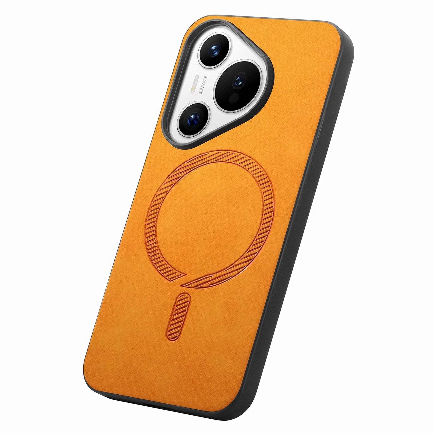 For Huawei Pura 70 Leather Back Case Compatible with MagSafe Skin-touch Phone Cover - Yellow