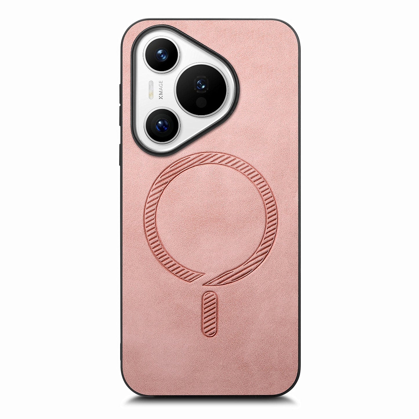 For Huawei Pura 70 Leather Back Case Compatible with MagSafe Skin-touch Phone Cover - Pink