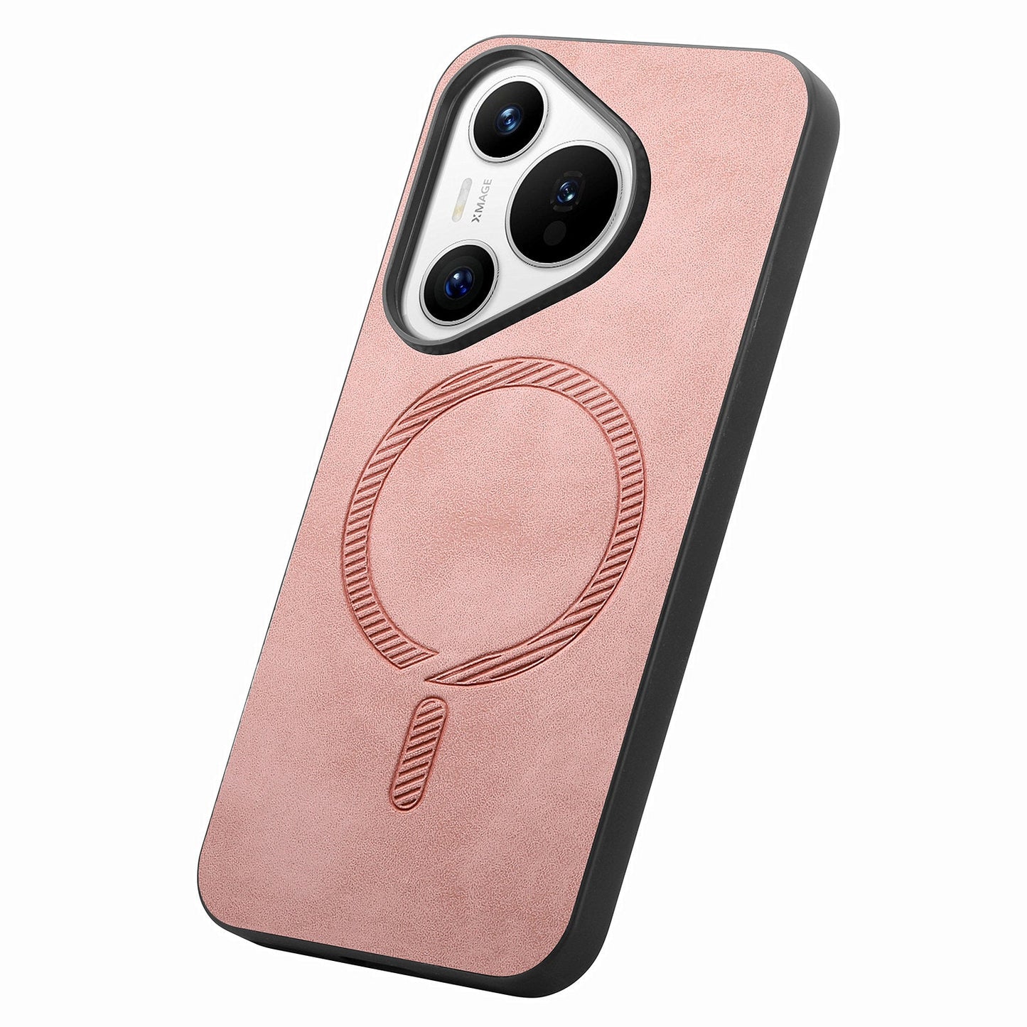 For Huawei Pura 70 Leather Back Case Compatible with MagSafe Skin-touch Phone Cover - Pink