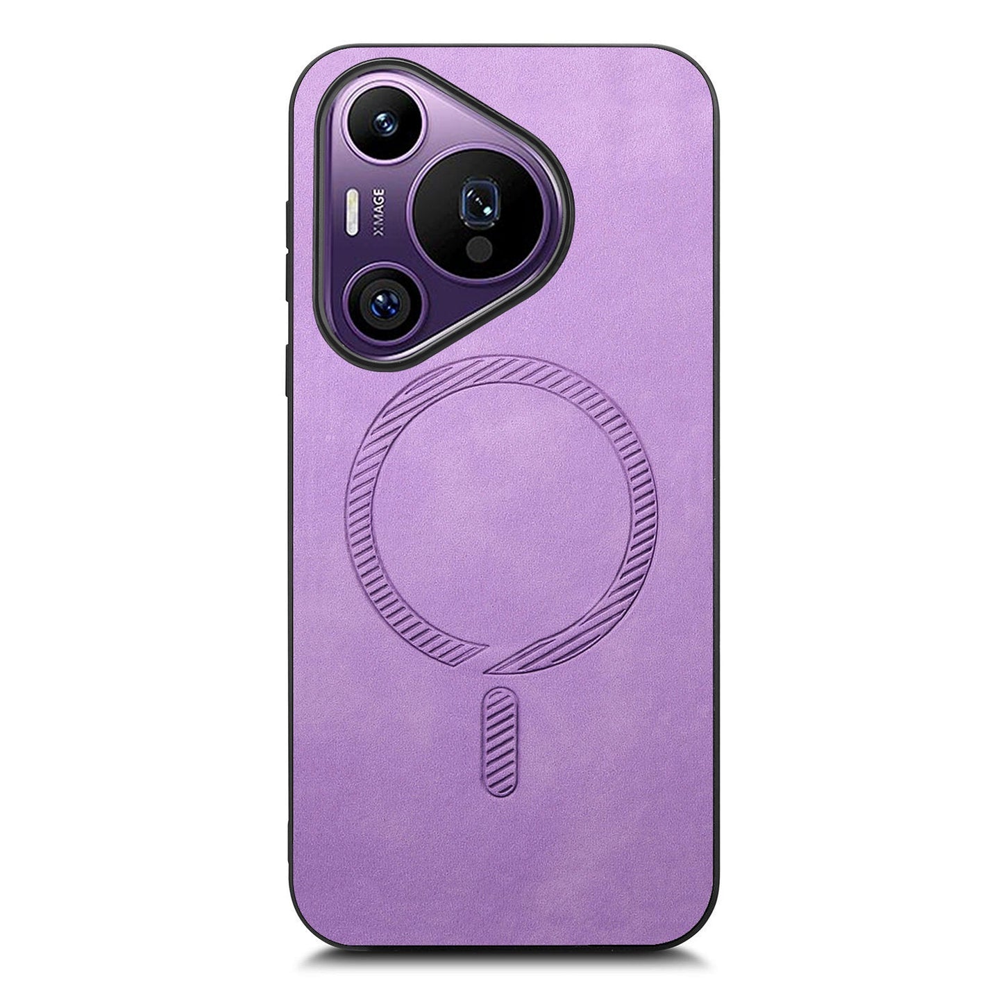 For Huawei Pura 70 Pro Leather Back Case Compatible with MagSafe Skin-touch Phone Cover - Purple