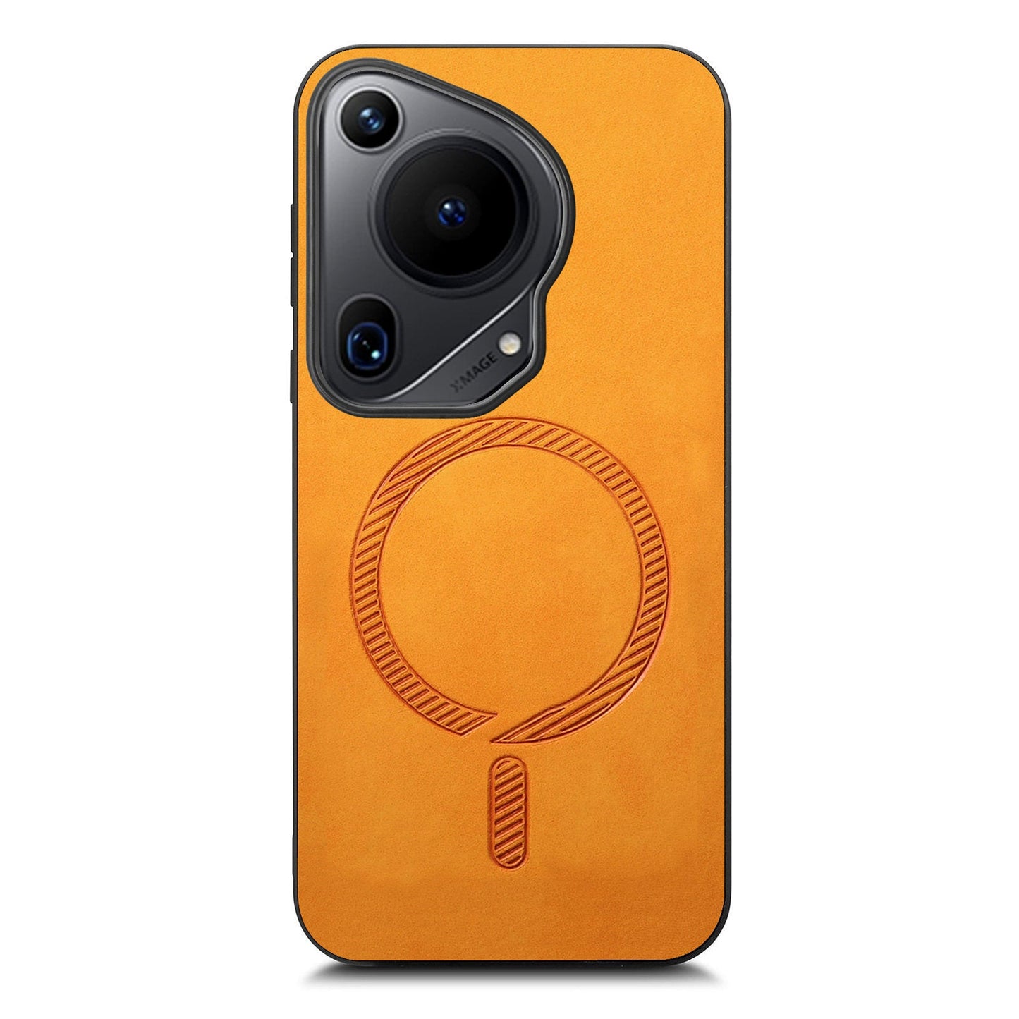 For Huawei Pura 70 Ultra Leather Back Case Compatible with MagSafe Skin-touch Phone Cover - Yellow