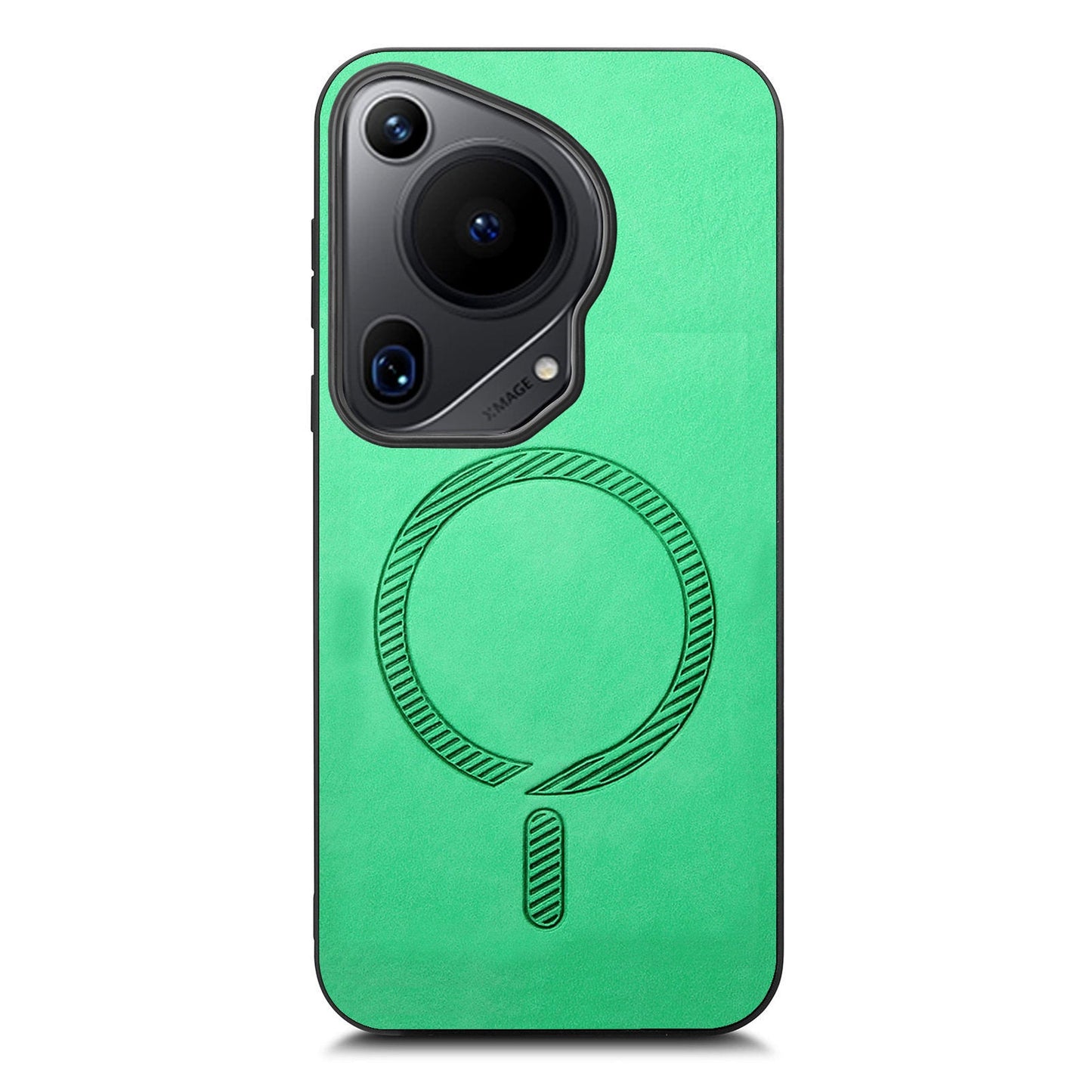 For Huawei Pura 70 Ultra Leather Back Case Compatible with MagSafe Skin-touch Phone Cover - Green