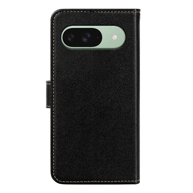 For Google Pixel 9 Pro / Pixel 9 Leather Case Litchi Texture Wallet RFID Blocking Phone Cover - Black