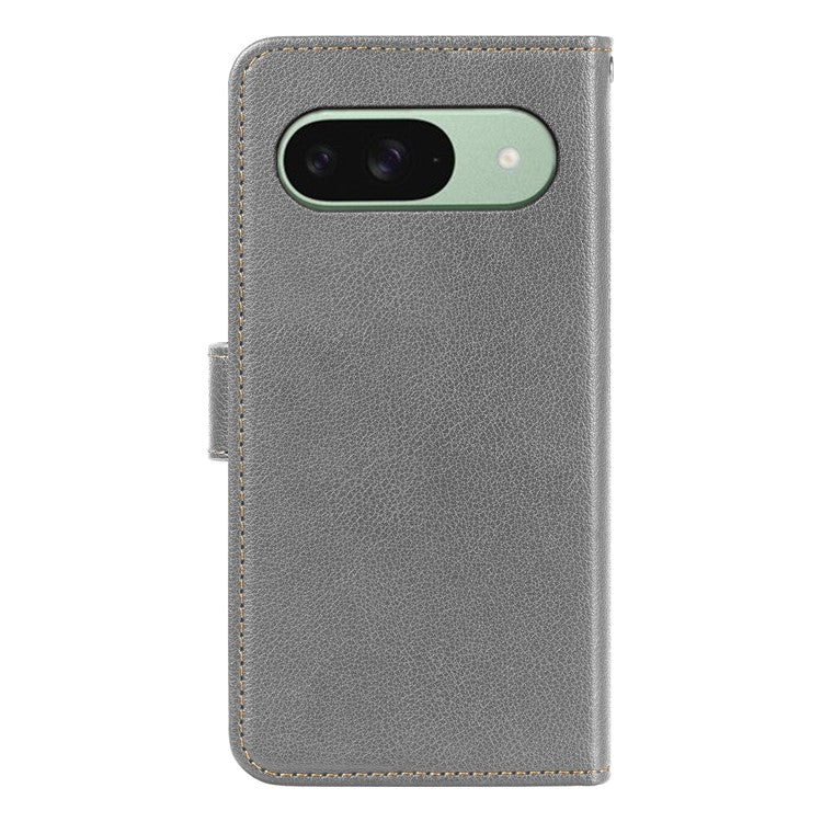 For Google Pixel 9 Pro / Pixel 9 Leather Case Litchi Texture Wallet RFID Blocking Phone Cover - Grey
